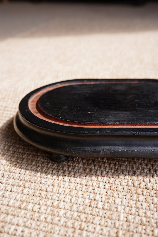 Antique Ebonized Oval Plinth Display Stand Base secondary view
