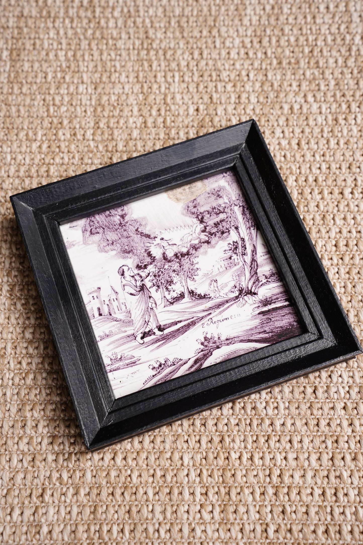 Antique Dutch Delft Biblical Tile, Framed