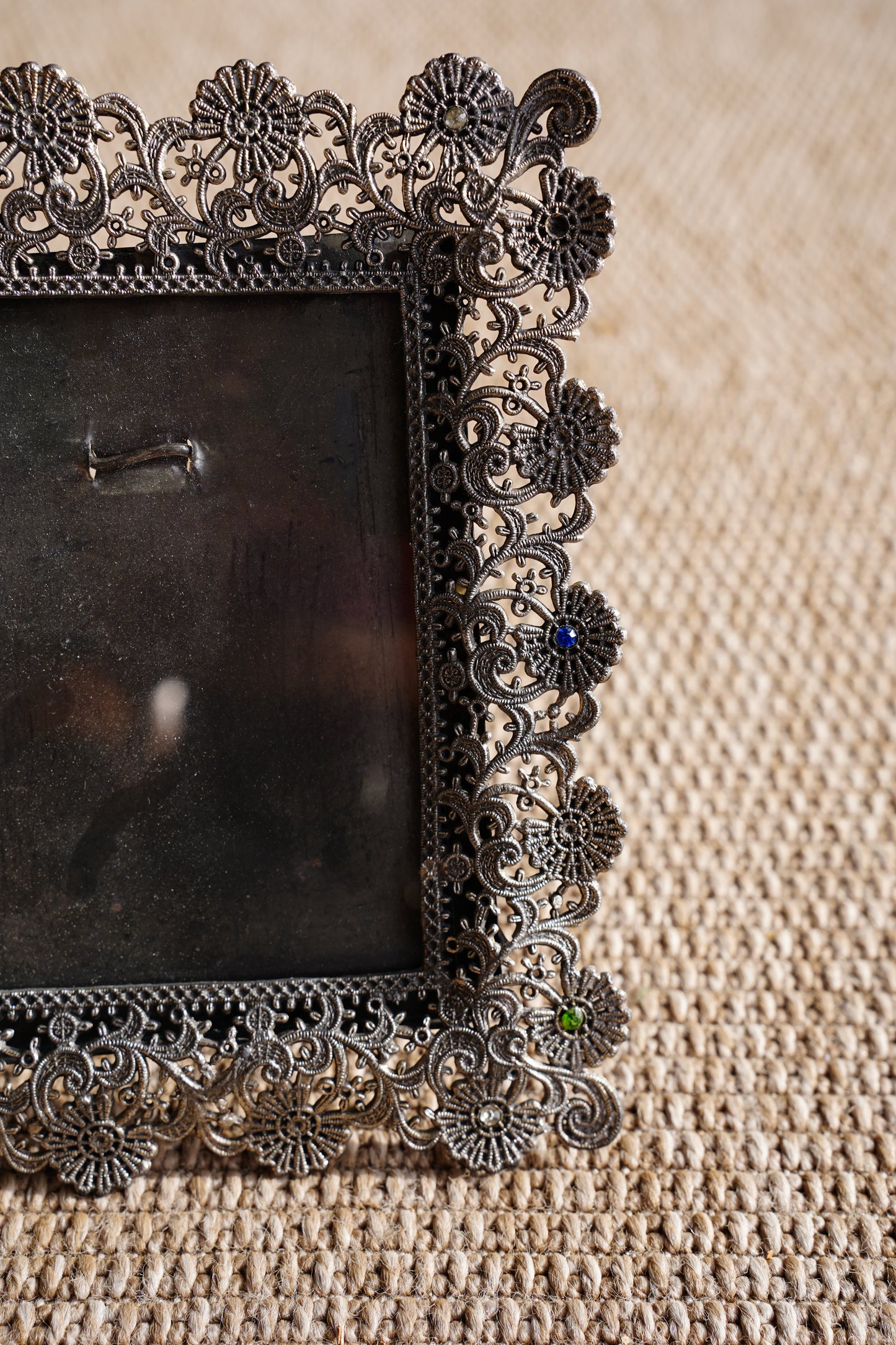 Vintage French Filigree Style Silver Tone Picture Frame