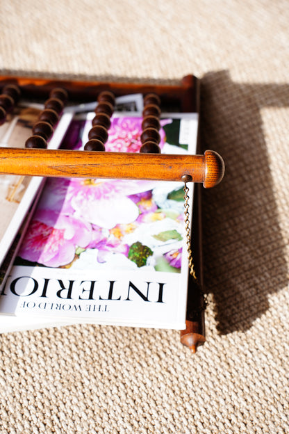 Antique Walnut Folding Wall Magazine Rack