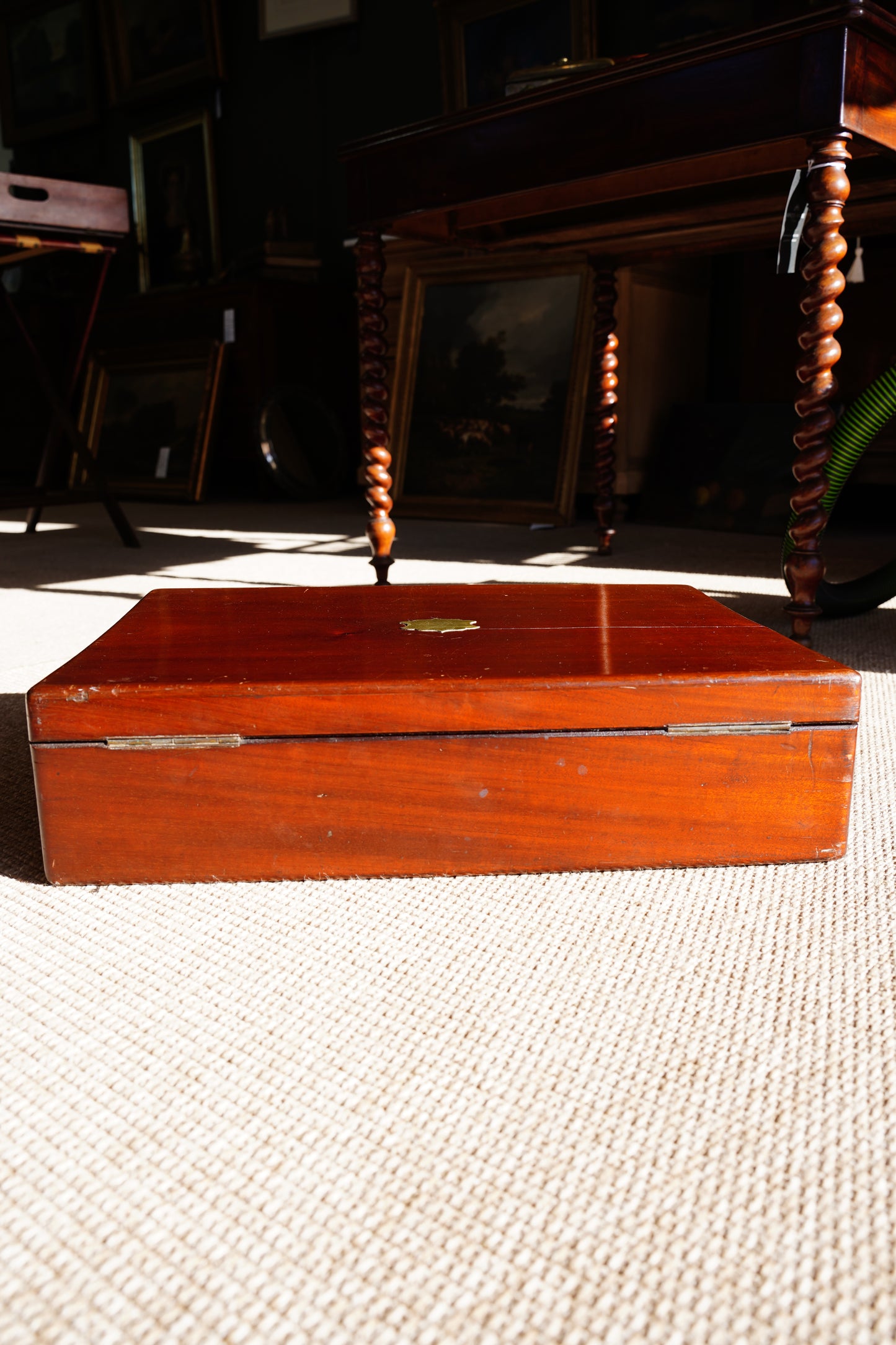 Antique Edwardian Oak & Brass Cutlery Box