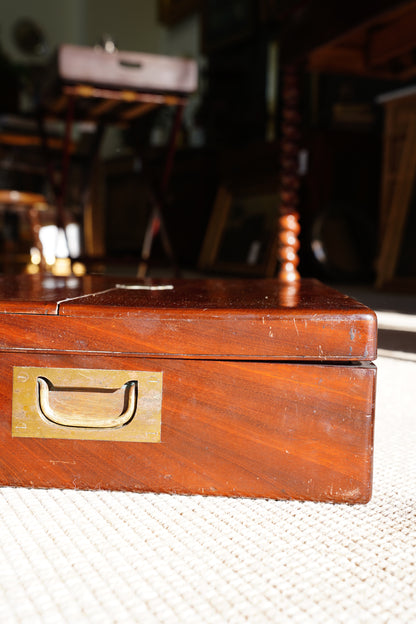 Antique Edwardian Oak & Brass Cutlery Box