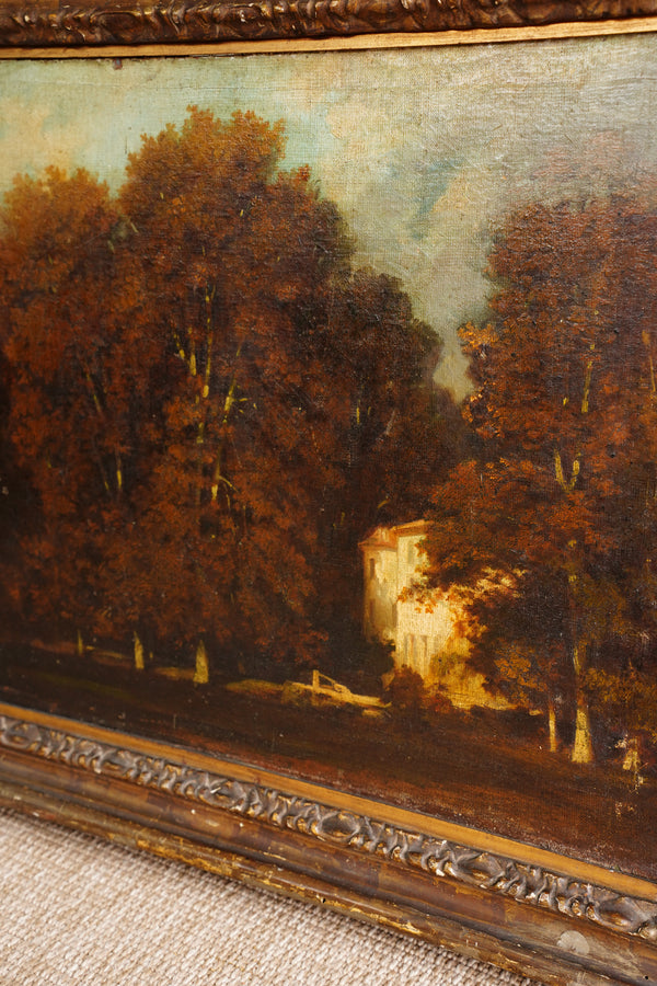 Antique French Oil Painting Autumn Woodland Landscape, Circa 1870 secondary view