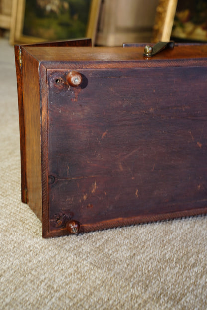 Antique Victorian Burr Walnut Box with Brass Handle, Circa 1860