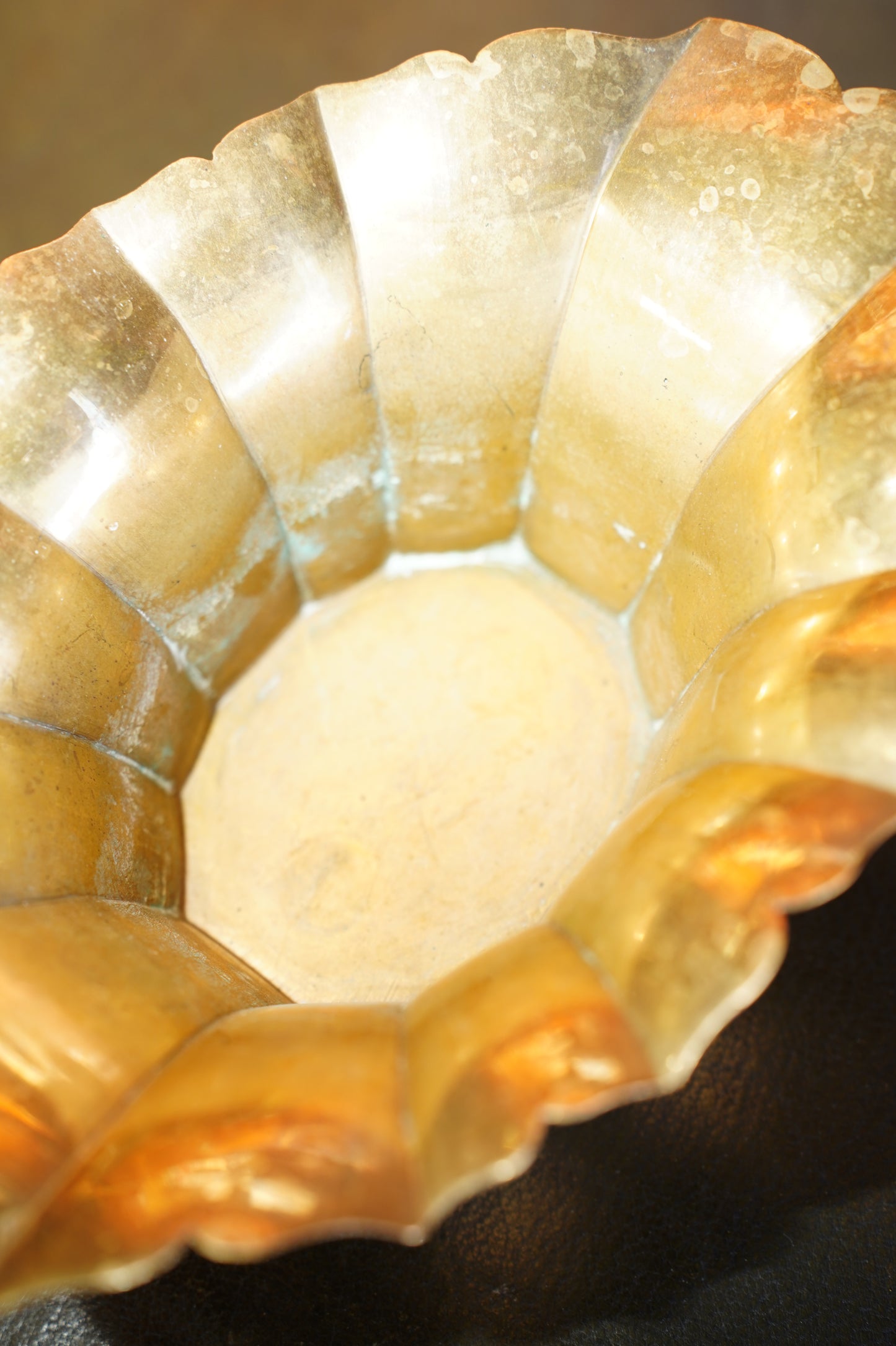Vintage Brass Scalloped Planter