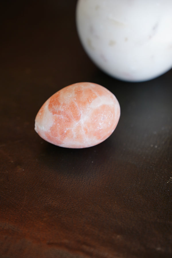 Vintage Pink Alabaster Egg Paperweight secondary view