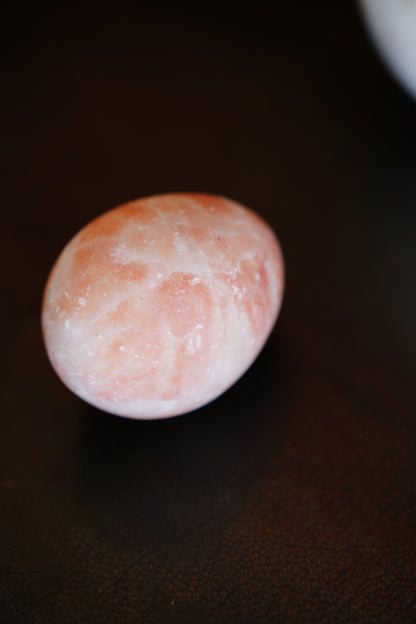 Vintage Pink Alabaster Egg Paperweight