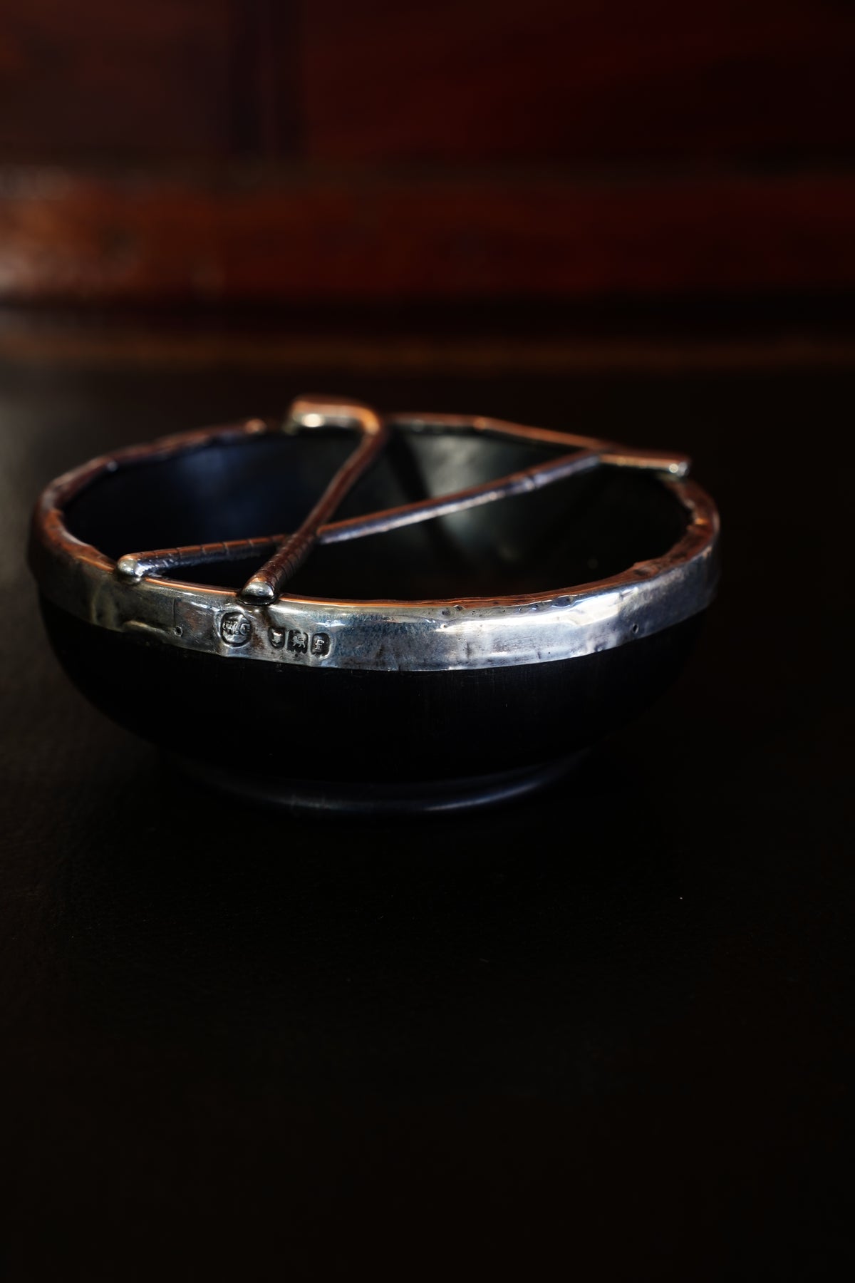 Antique Edwardian Sterling Silver and Horn Golf Dish