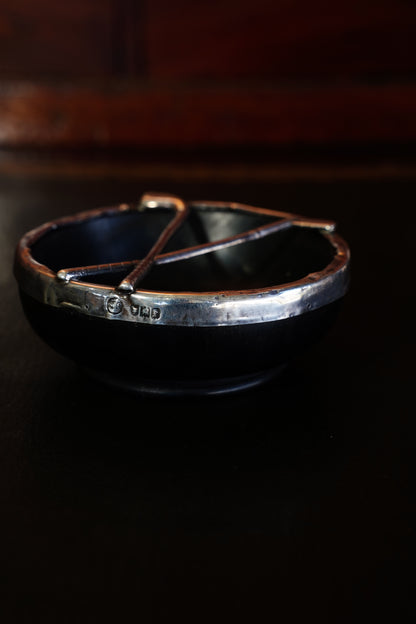 Antique Edwardian Sterling Silver and Horn Golf Dish
