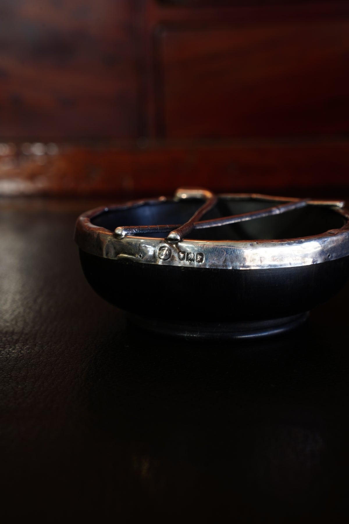 Antique Edwardian Sterling Silver and Horn Golf Dish
