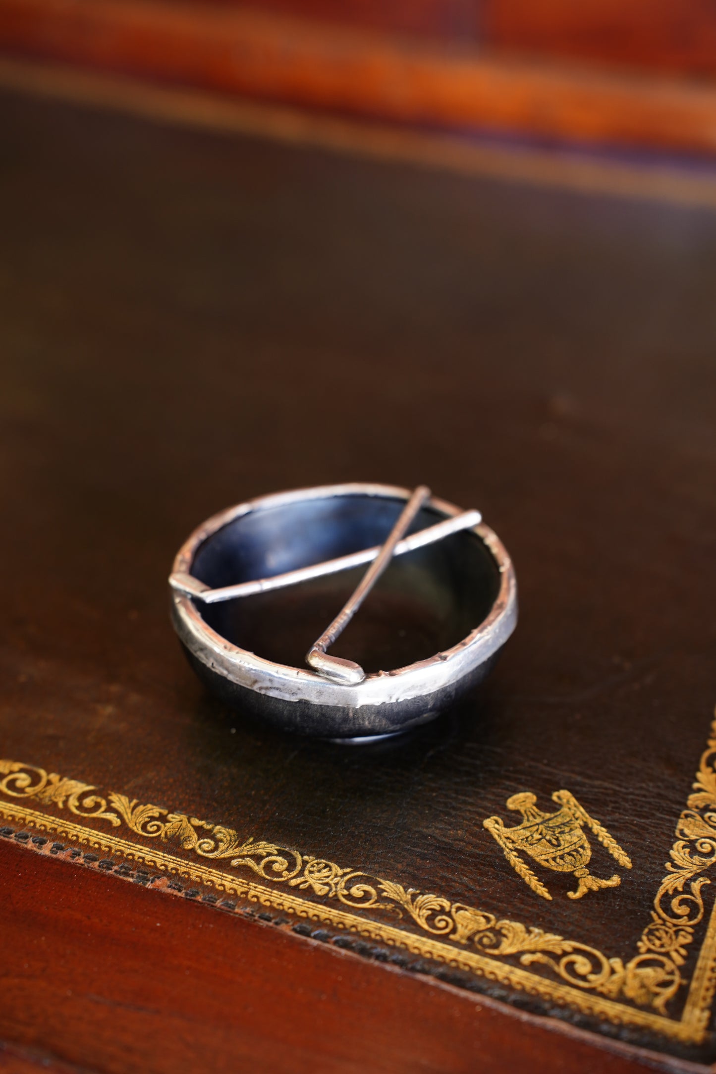 Antique Edwardian Sterling Silver and Horn Golf Dish