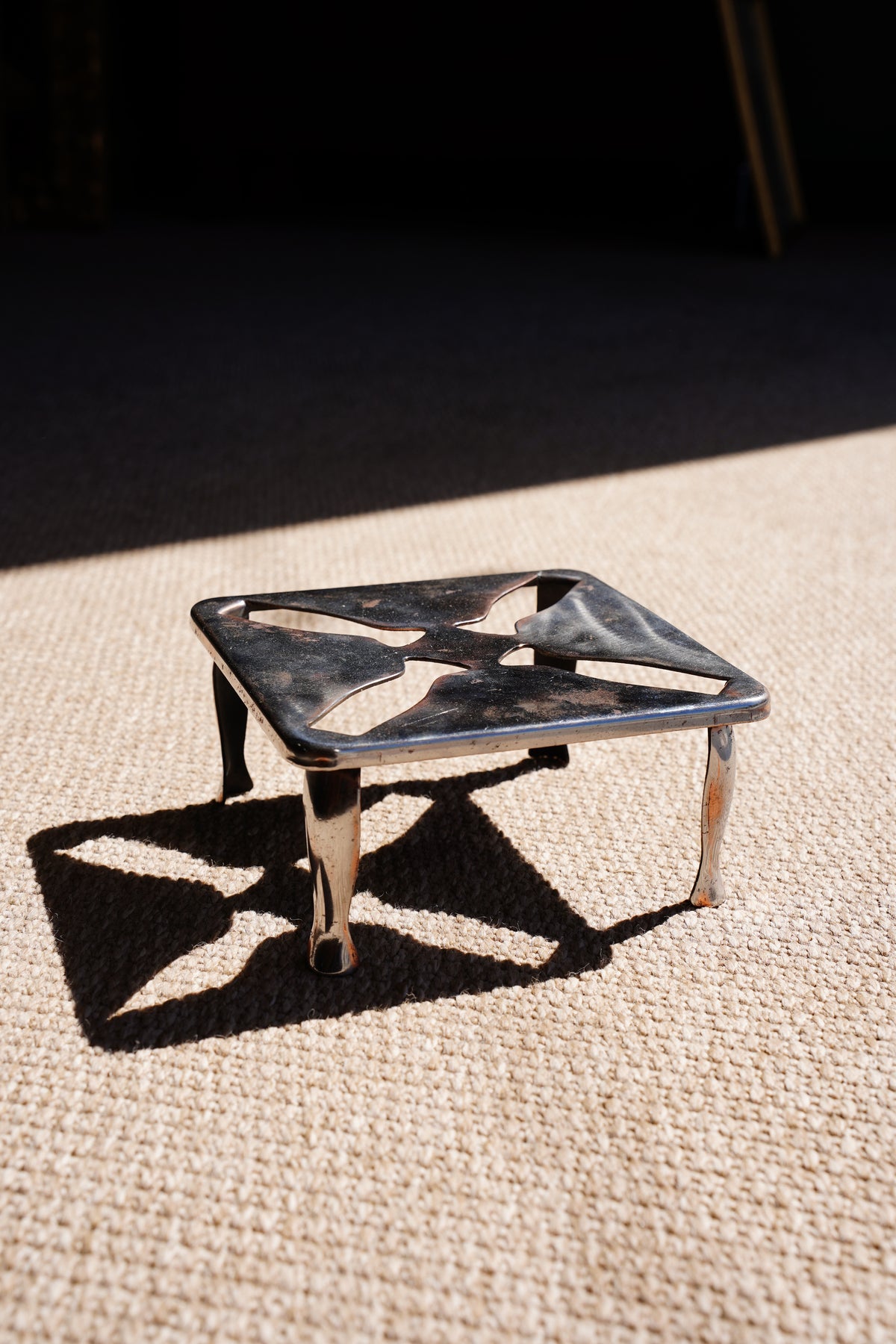 Vintage English Chrome Riser with a Pierced Pinwheel Pattern