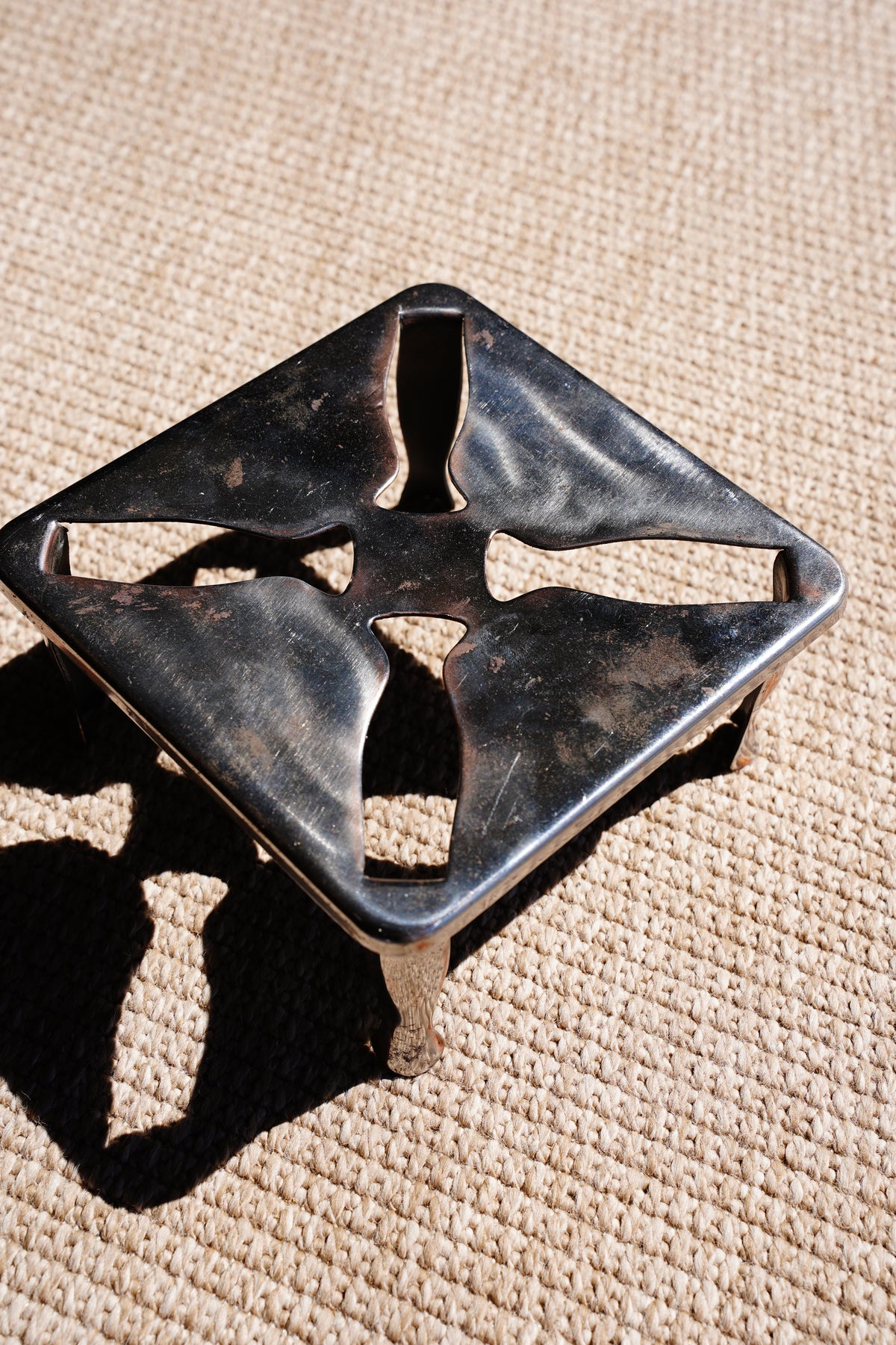 Vintage English Chrome Riser with a Pierced Pinwheel Pattern