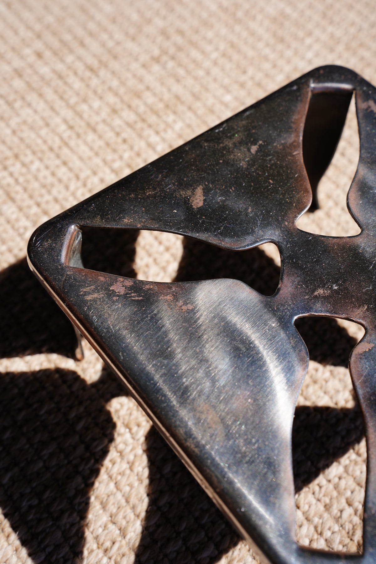 Vintage English Chrome Riser with a Pierced Pinwheel Pattern