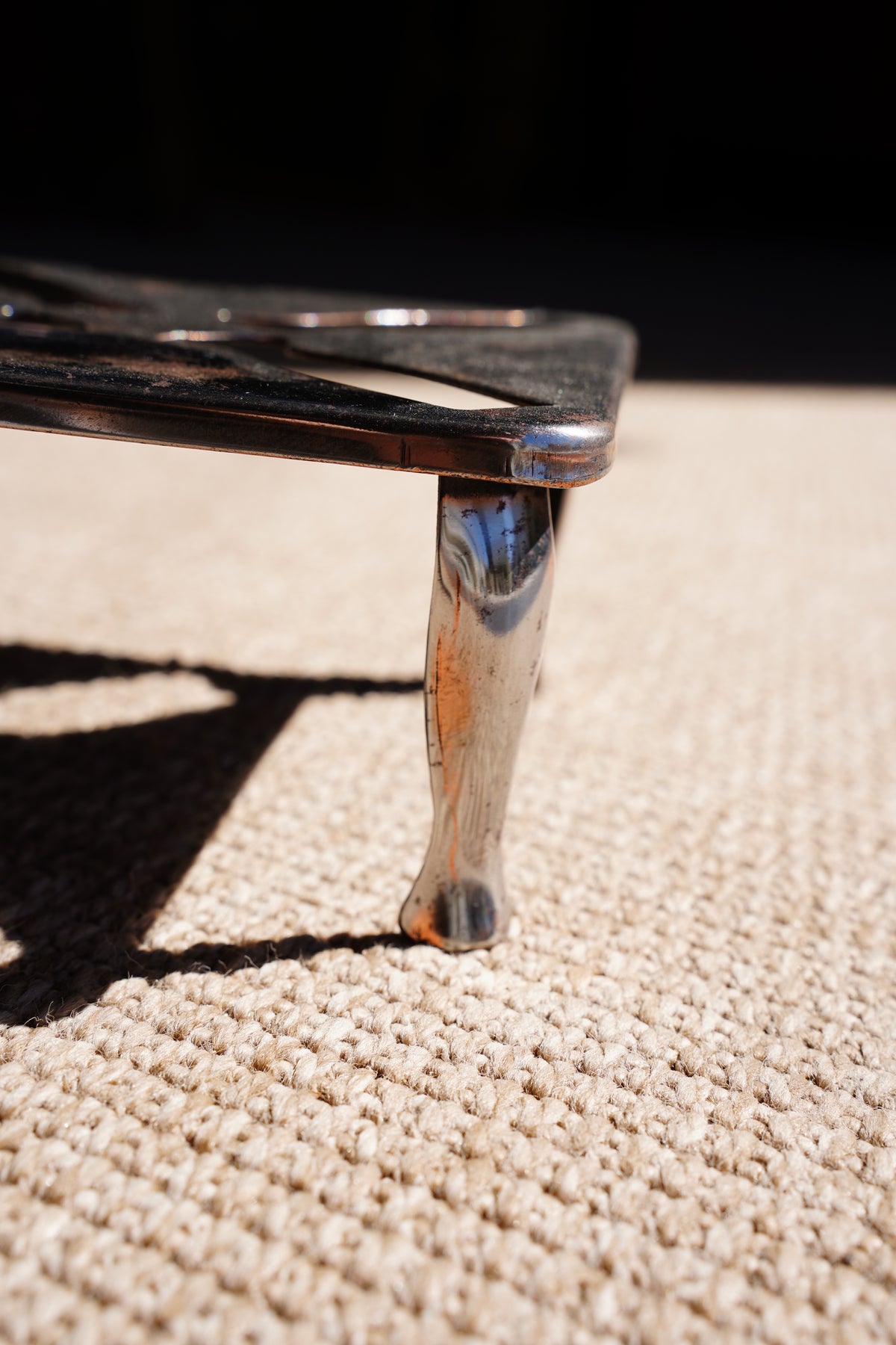 Vintage English Chrome Riser with a Pierced Pinwheel Pattern