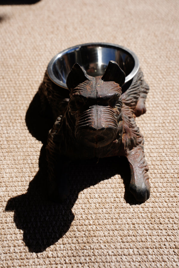 Vintage Cast Iron Figural Terrier Bowl Stand or Planter secondary view