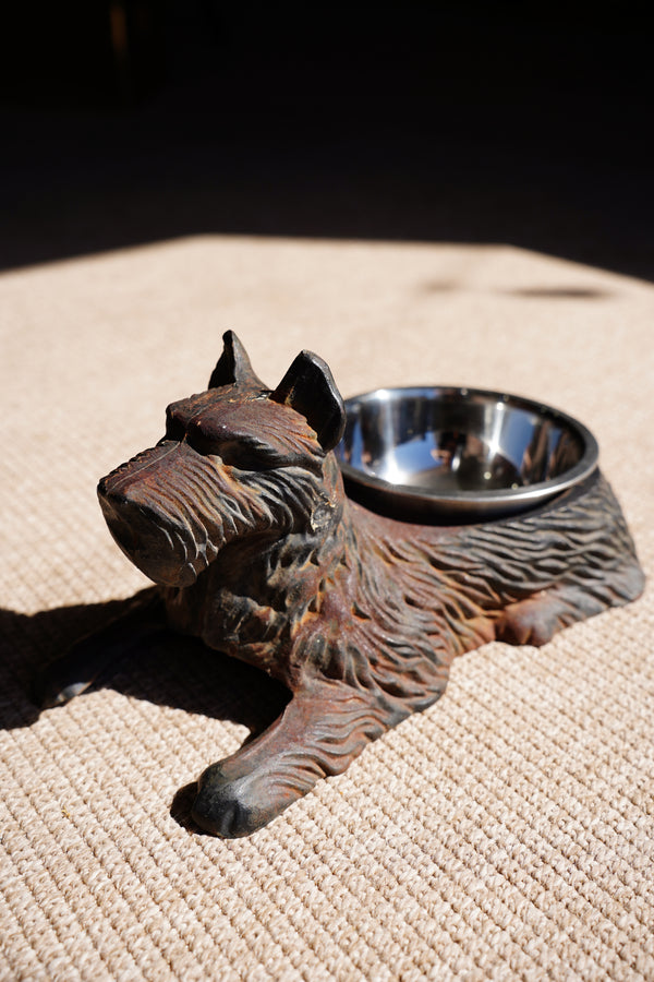 Vintage Cast Iron Figural Terrier Bowl Stand or Planter