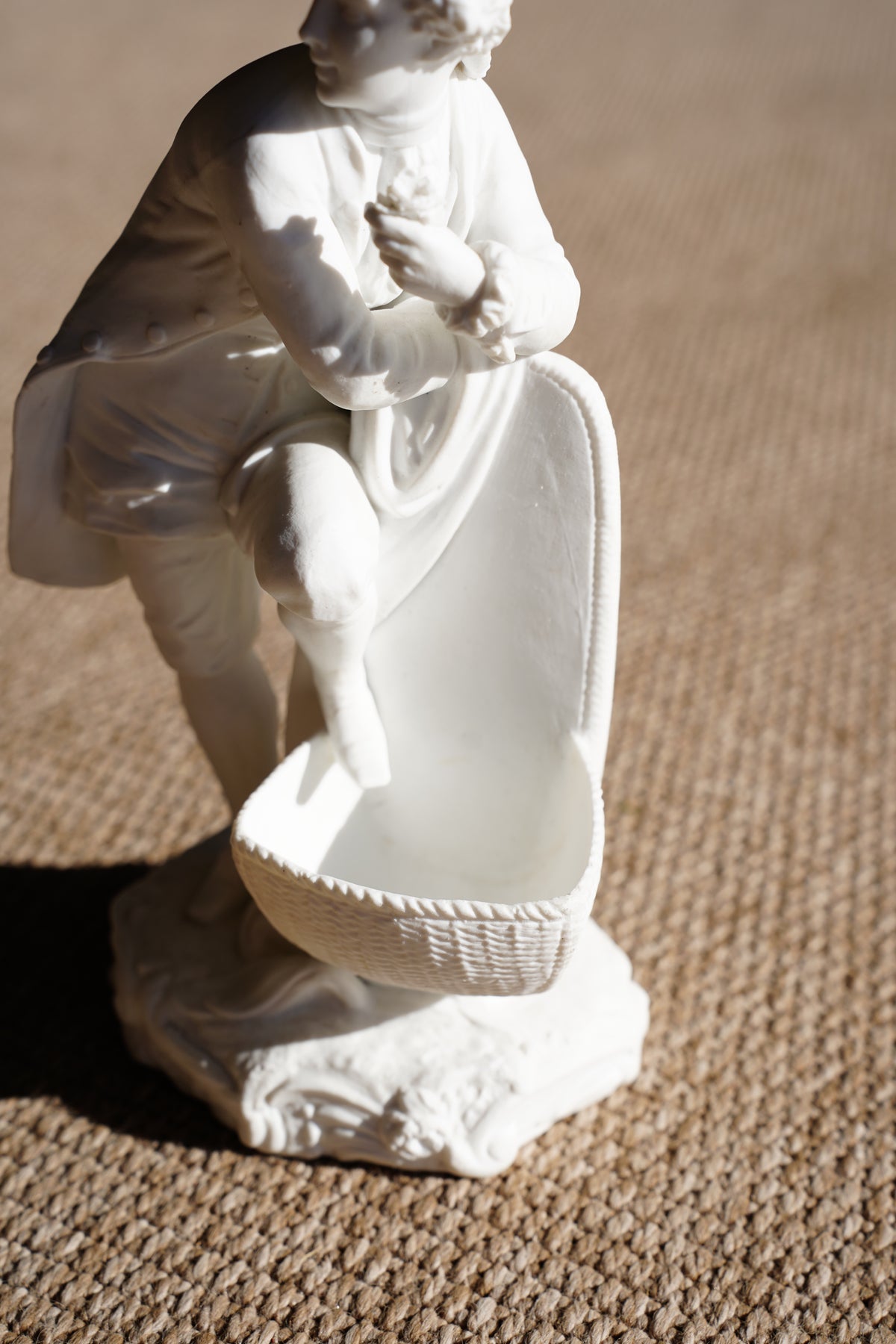 Antique French Rococo Style Bisque Figural Spill Vase