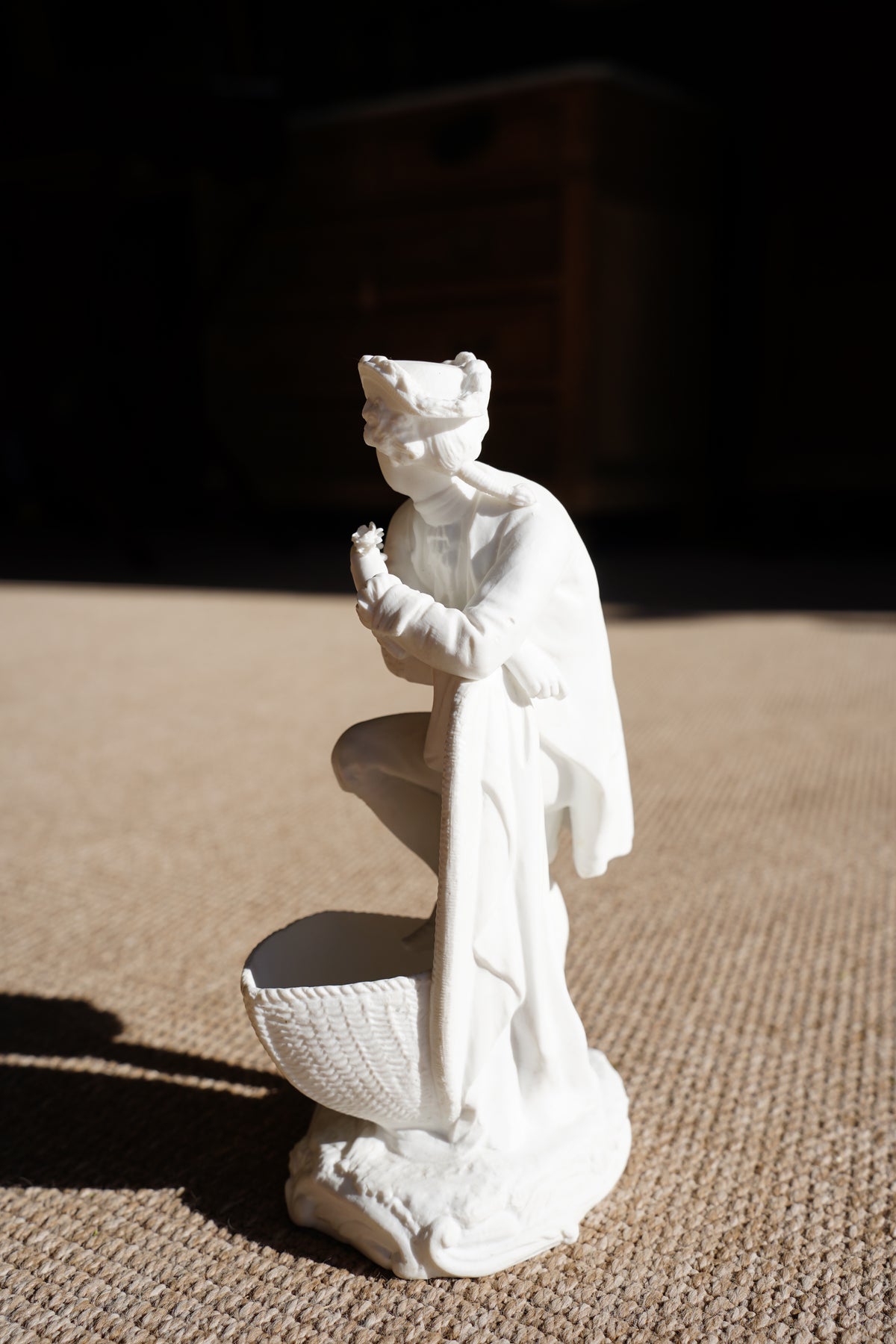 Antique French Rococo Style Bisque Figural Spill Vase