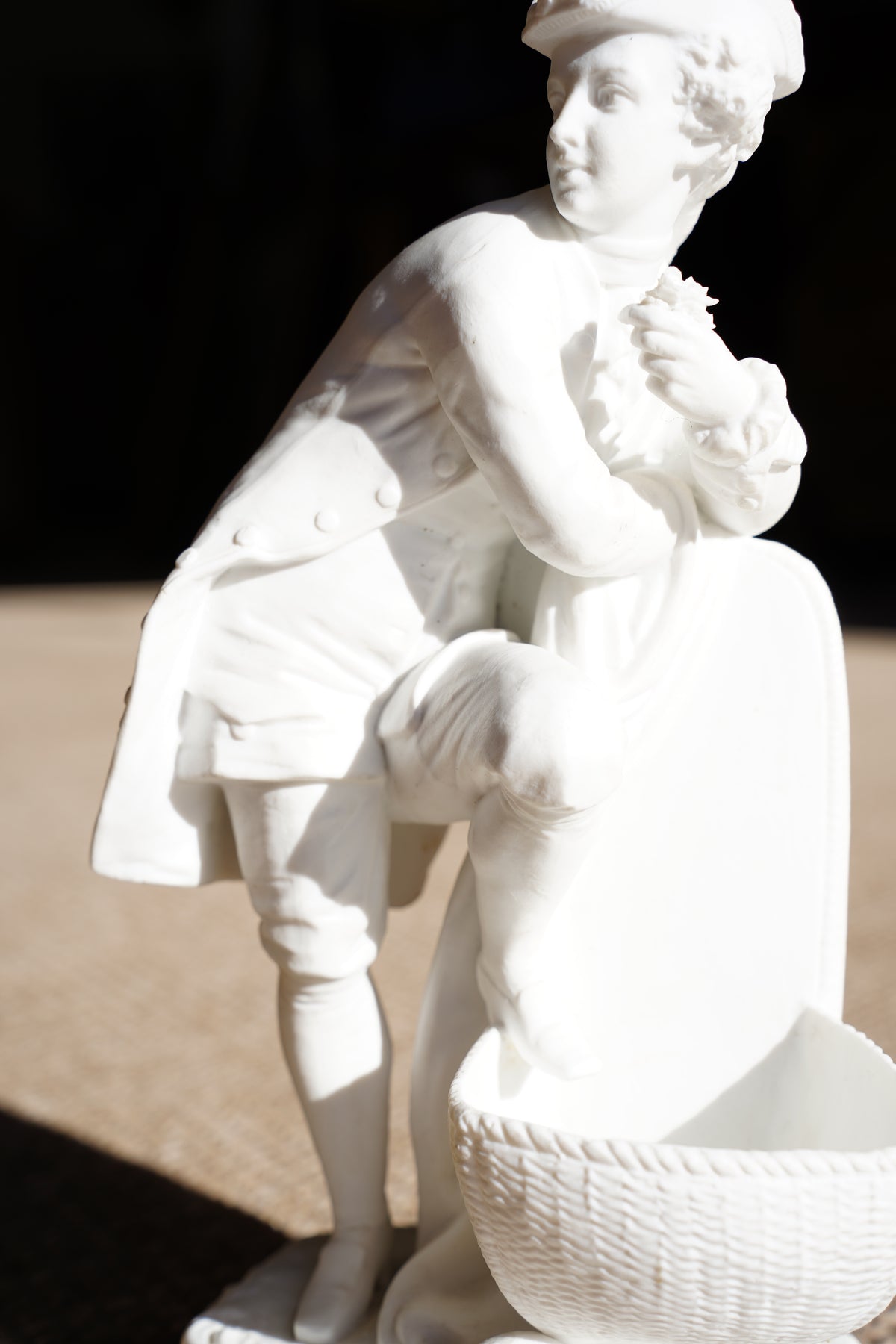 Antique French Rococo Style Bisque Figural Spill Vase
