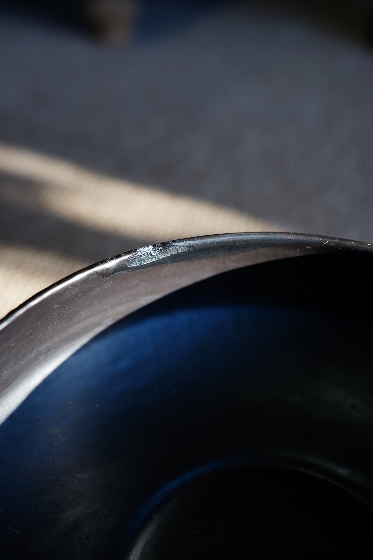 Vintage Mid-Century Matte Black Compote Bowl, Tripod Base