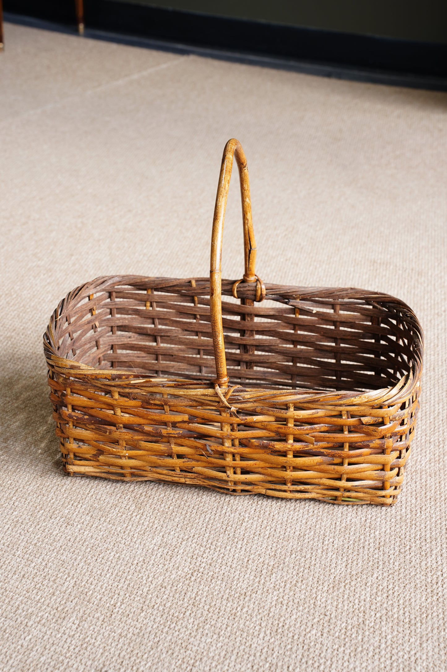 Vintage French Style Willow Gathering Basket