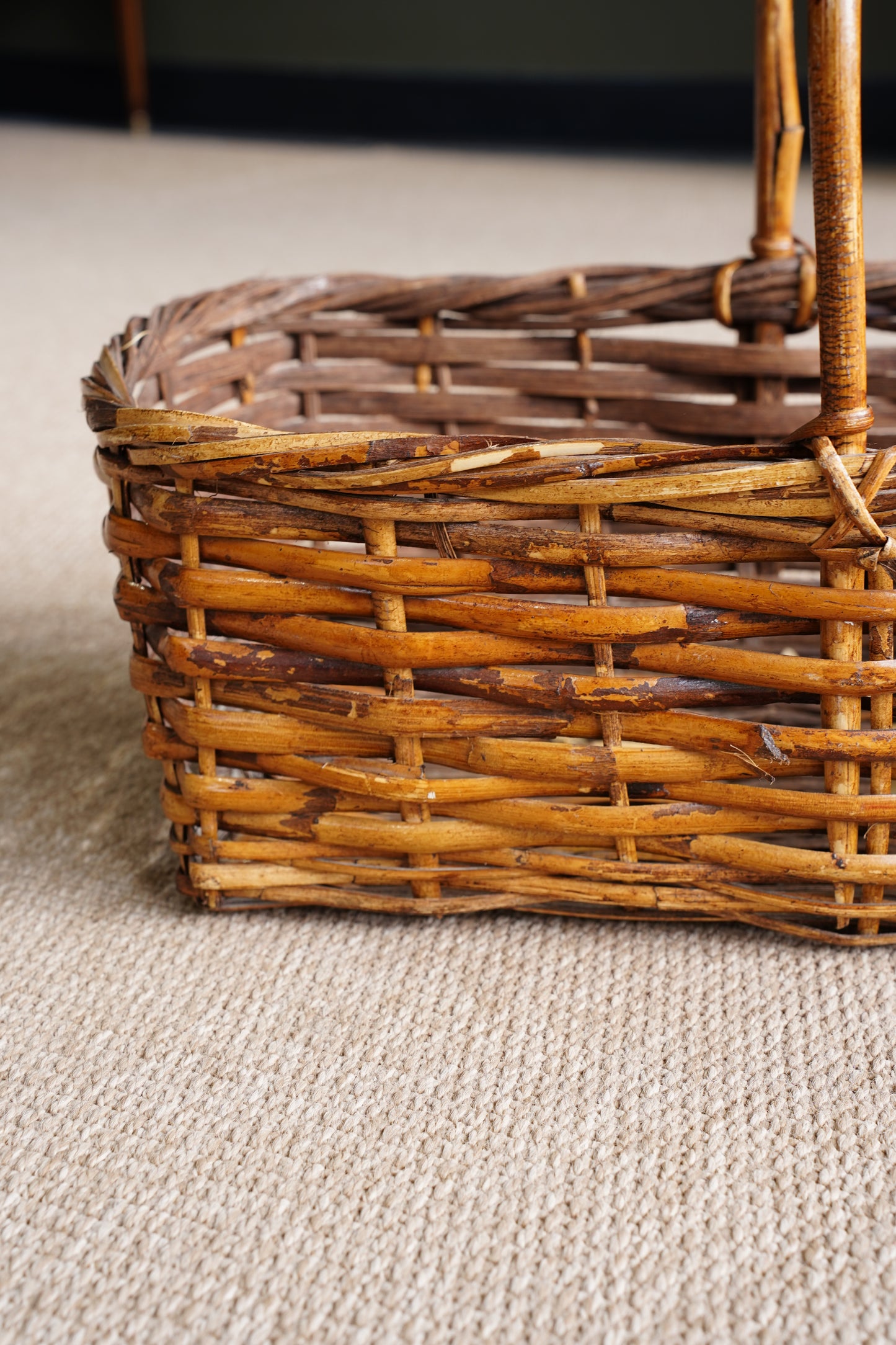 Vintage French Style Willow Gathering Basket