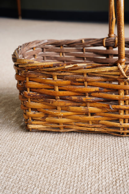 Vintage French Style Willow Gathering Basket