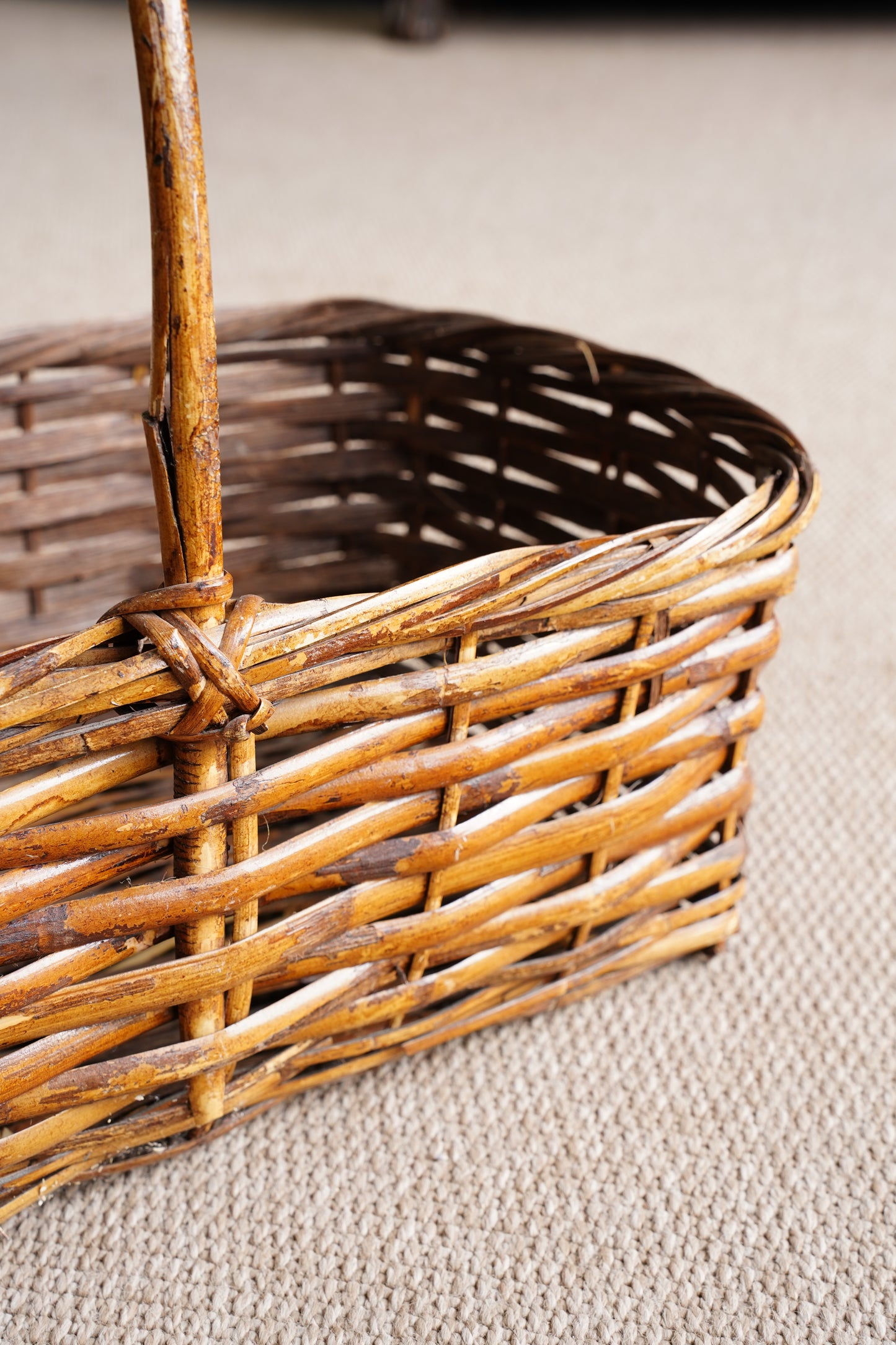 Vintage French Style Willow Gathering Basket
