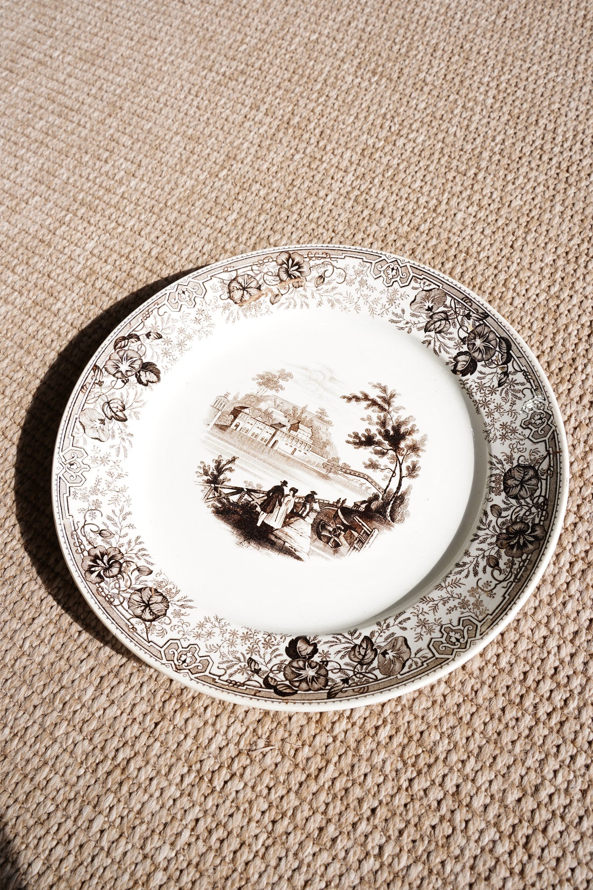 Antique Staffordshire Brown Transferware Plate