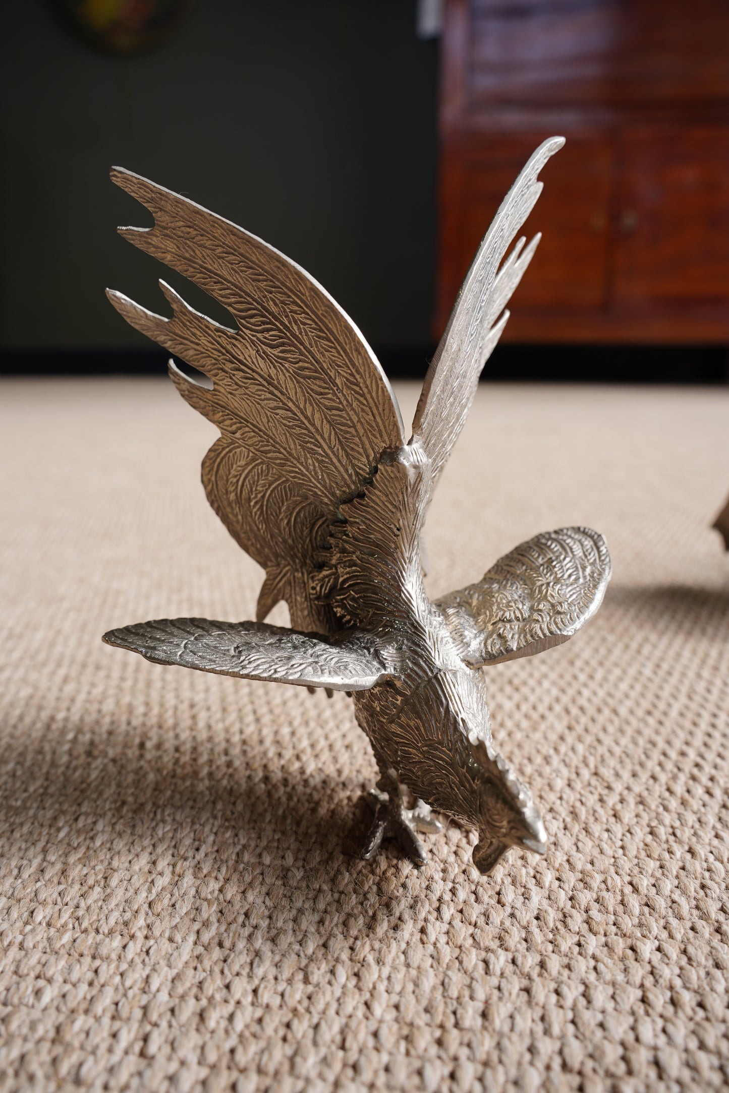 Pair of Vintage Silver Plate Fighting Roosters