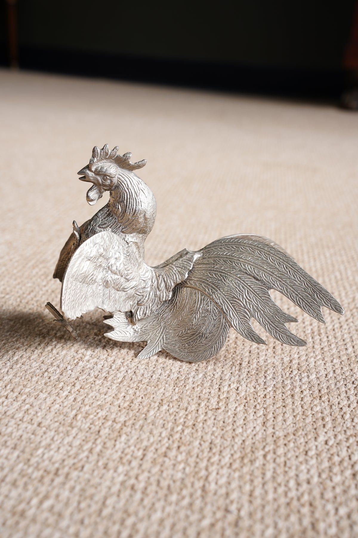 Pair of Vintage Silver Plate Fighting Roosters