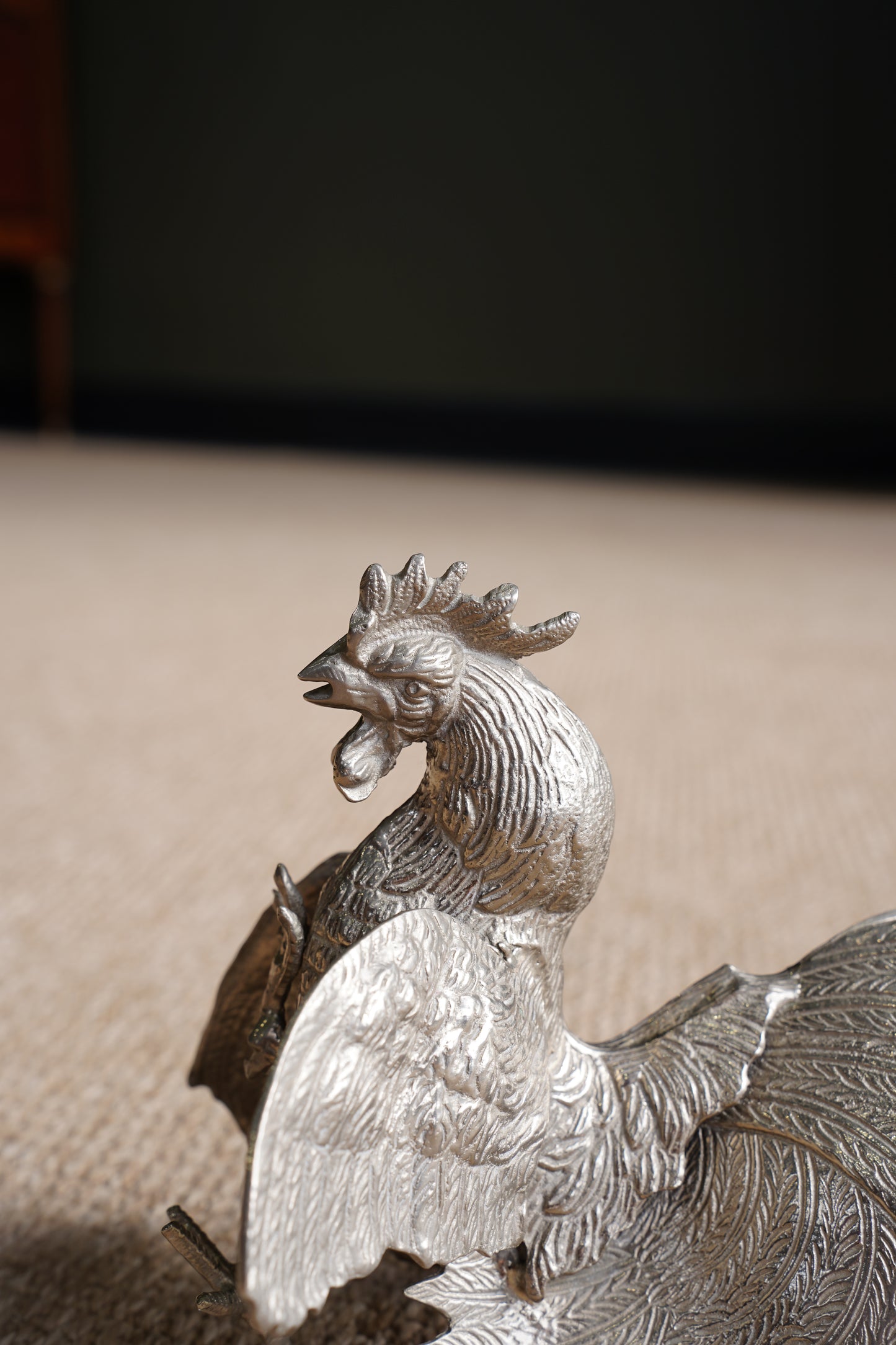 Pair of Vintage Silver Plate Fighting Roosters