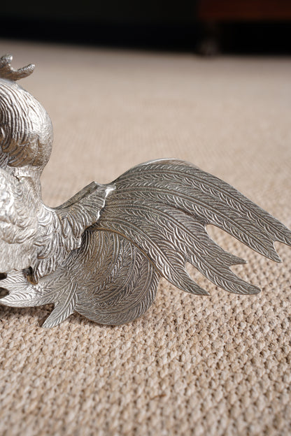 Pair of Vintage Silver Plate Fighting Roosters