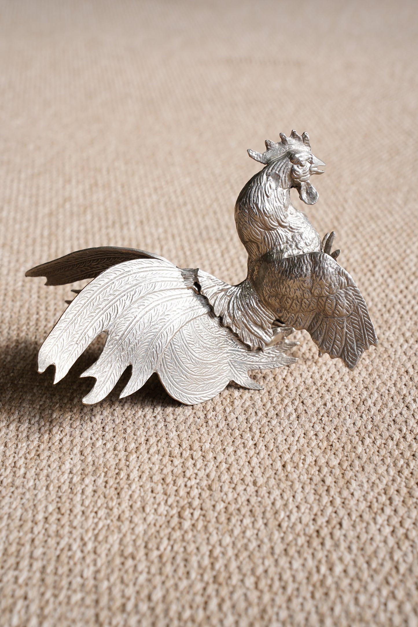 Pair of Vintage Silver Plate Fighting Roosters
