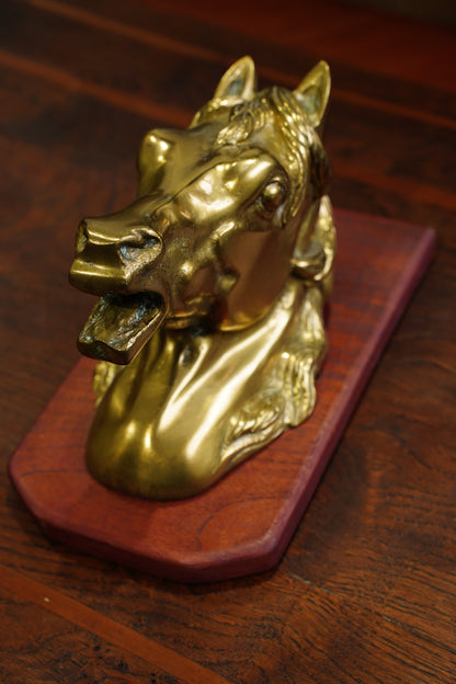 Vintage Cast Brass Horse Head Wall Plaque