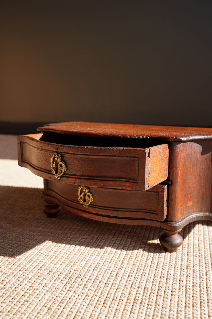Antique European Oak Miniature Commode, 18th Century detail