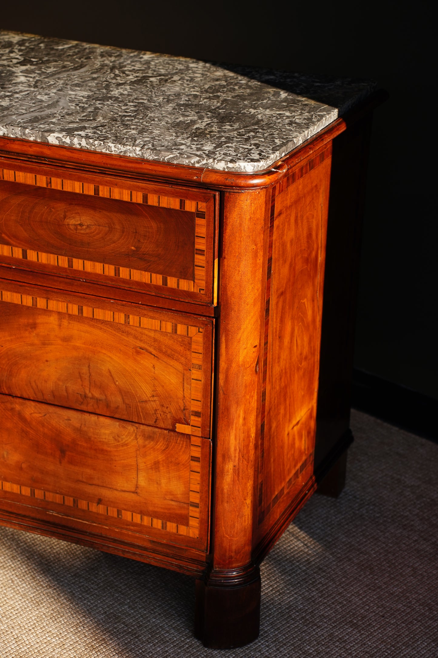 Antique French Mahogany Marble Top Commode