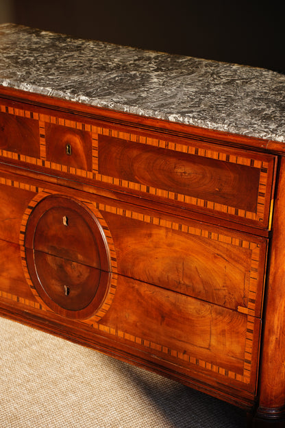 Antique French Mahogany Marble Top Commode