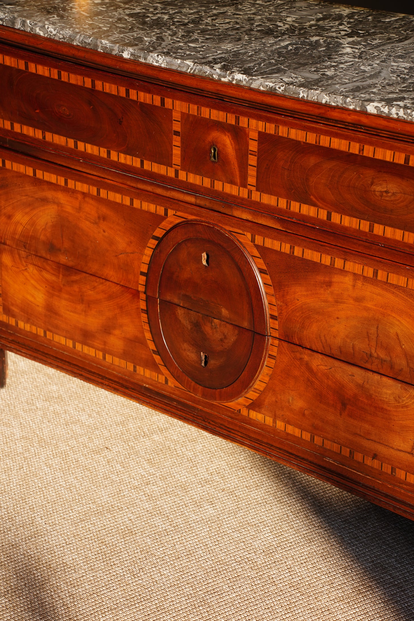 Antique French Mahogany Marble Top Commode