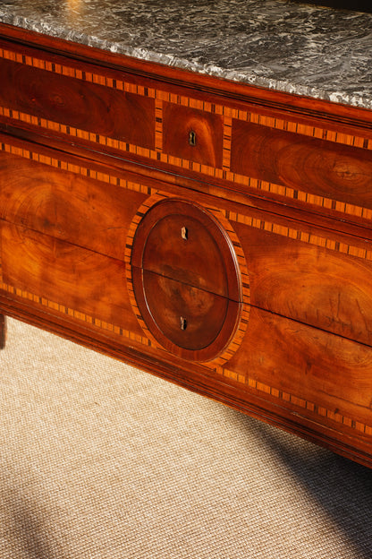 Antique French Mahogany Marble Top Commode