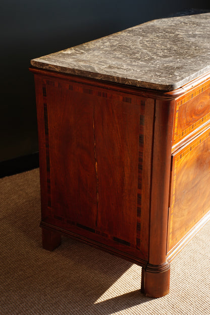 Antique French Mahogany Marble Top Commode