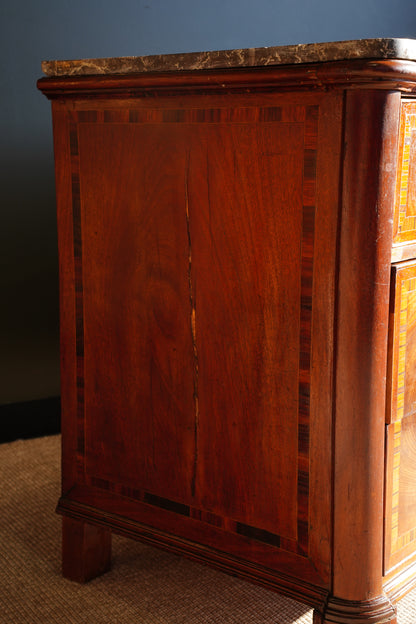 Antique French Mahogany Marble Top Commode