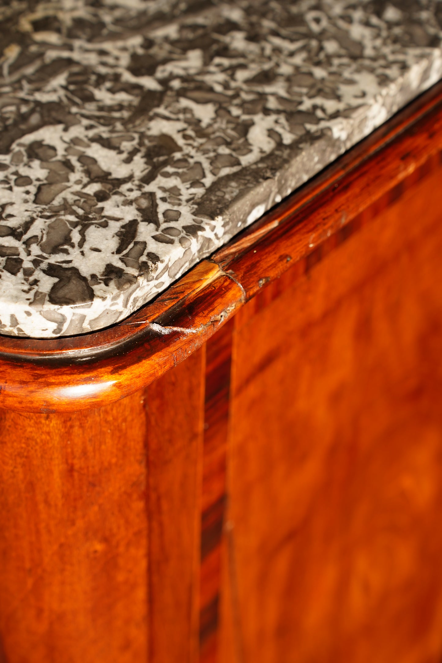 Antique French Mahogany Marble Top Commode