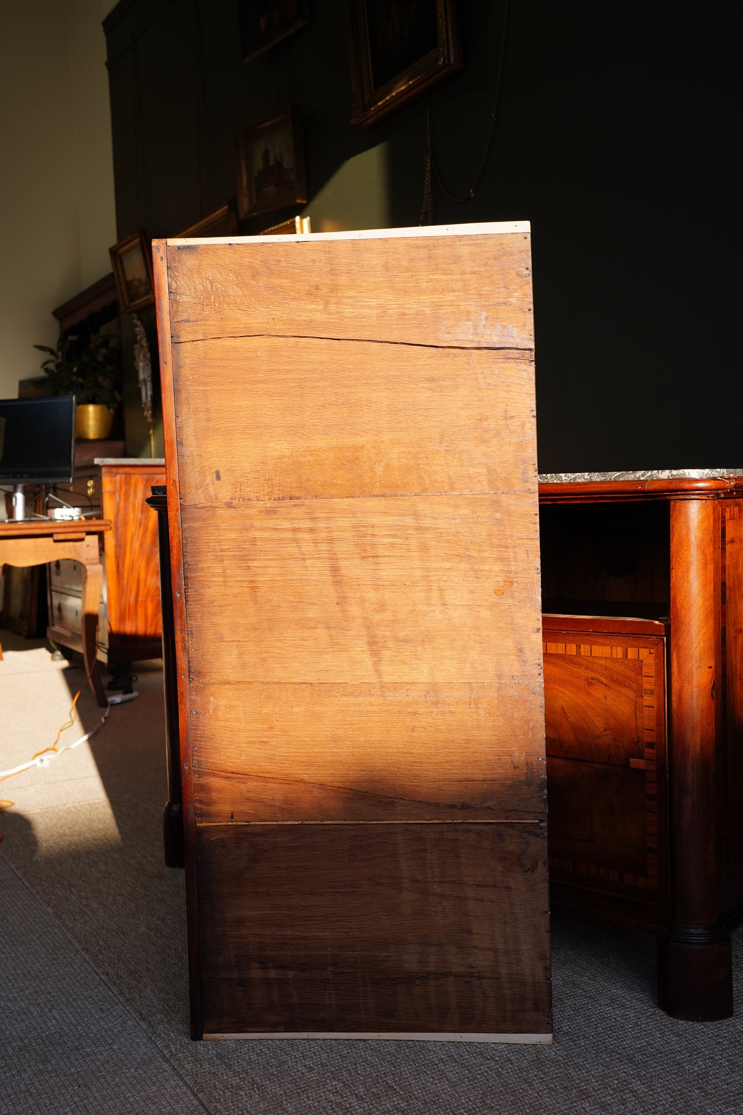 Antique French Mahogany Marble Top Commode