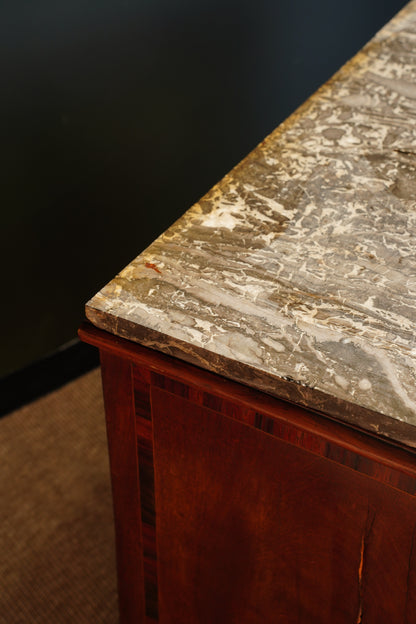 Antique French Mahogany Marble Top Commode