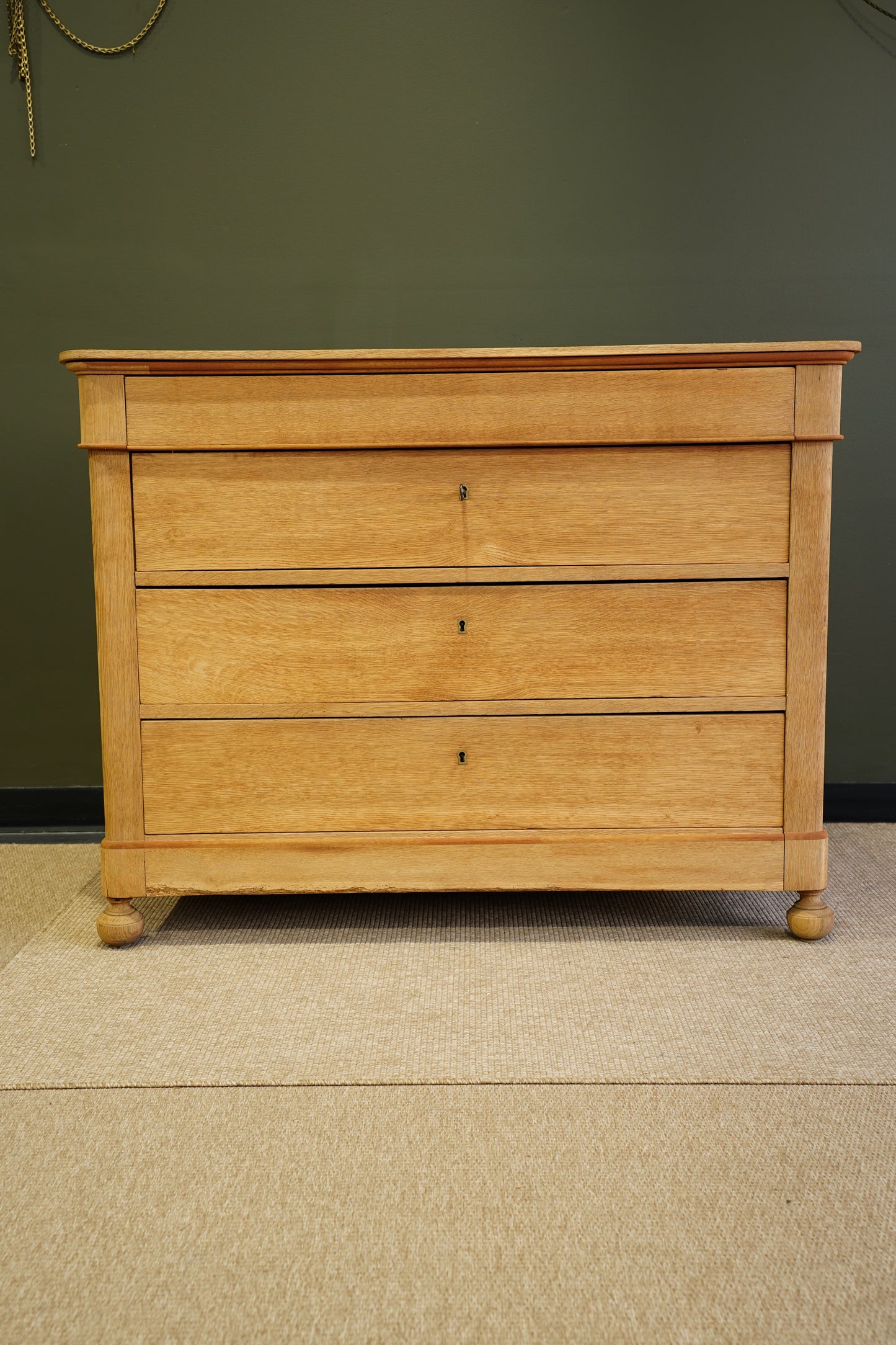 Vintage French Sandblasted Oak Commode
