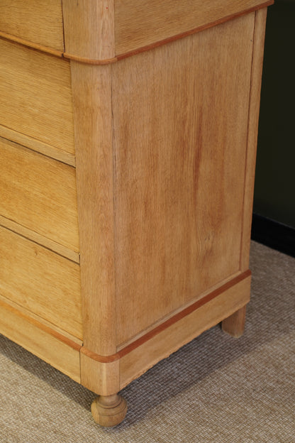 Vintage French Sandblasted Oak Commode