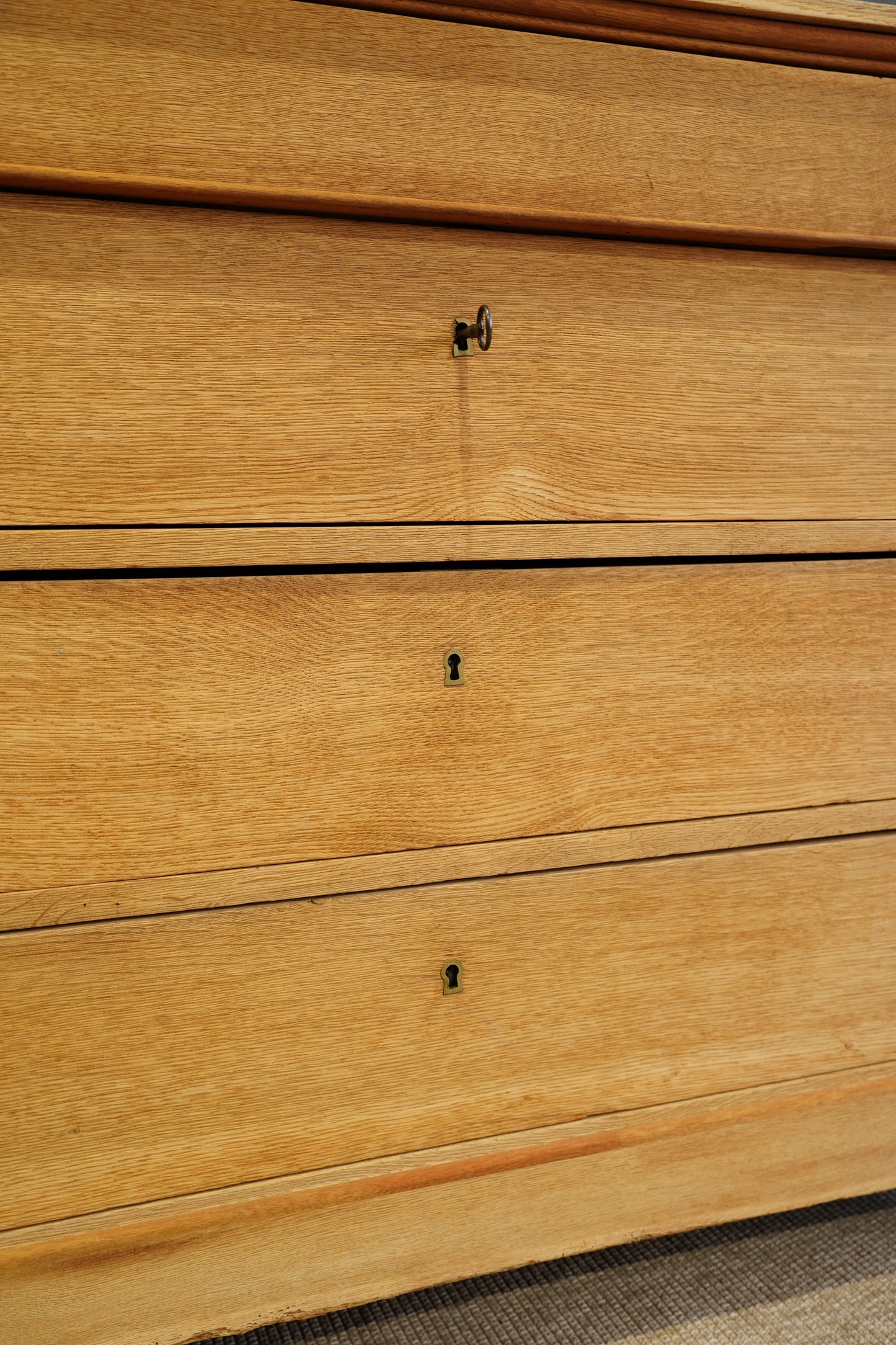 Vintage French Sandblasted Oak Commode