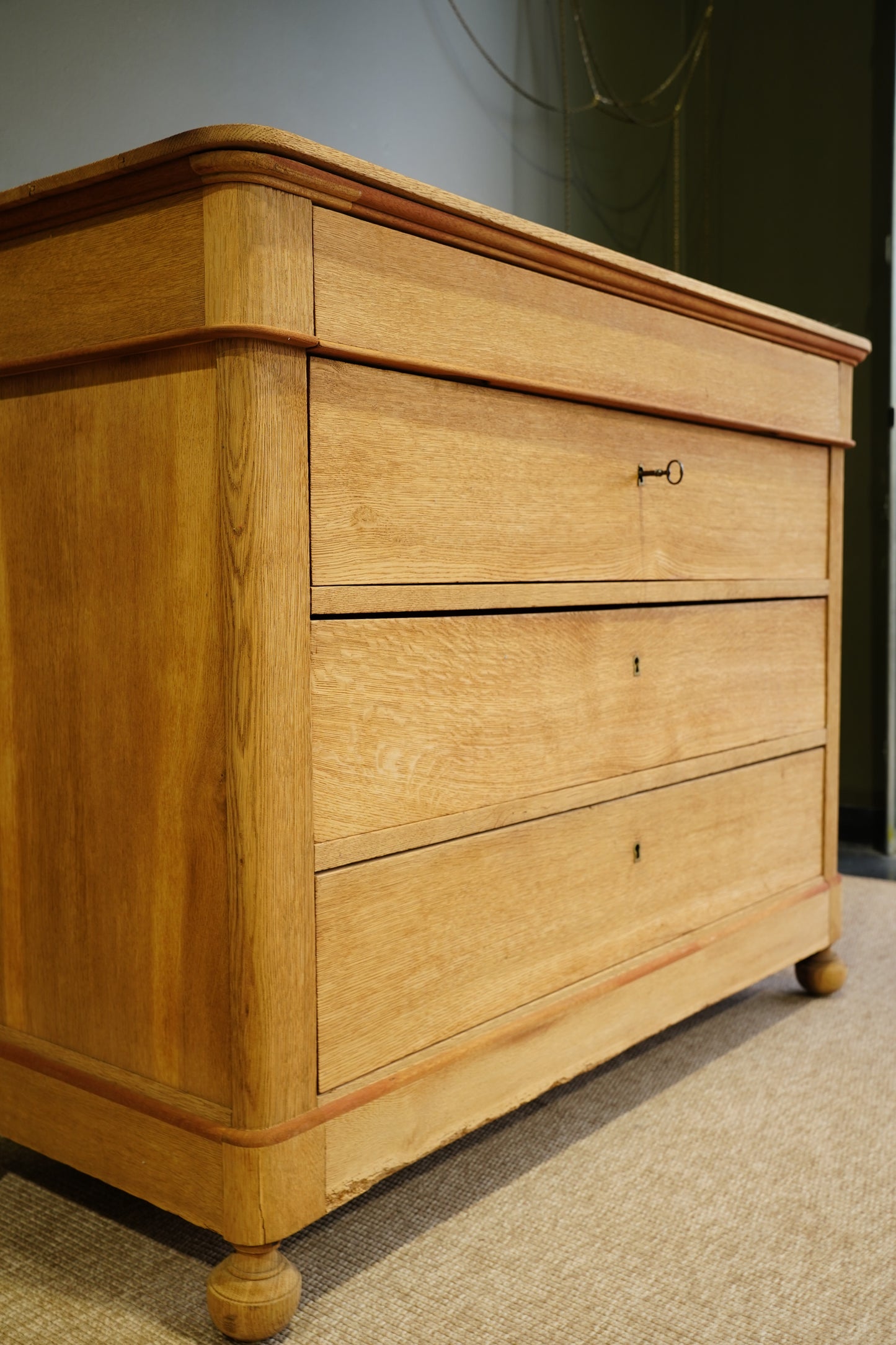 Vintage French Sandblasted Oak Commode